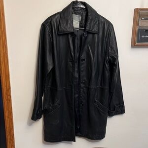 Hugo Buscati Black leather  Coat Classic Design